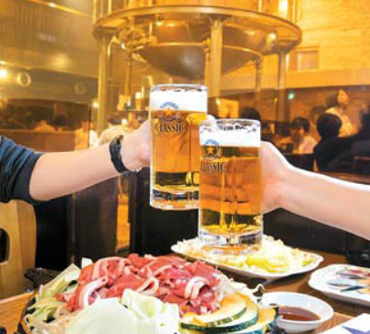 비루엔의 칭기즈칸과 '삿포로 클래식' 맥주.